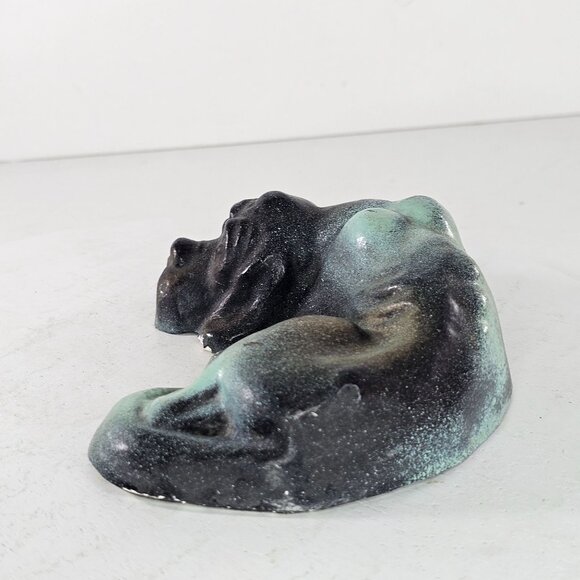 Chalkware Sleeping Hound Dog With Puppies Green Black - Picture 9 of 15